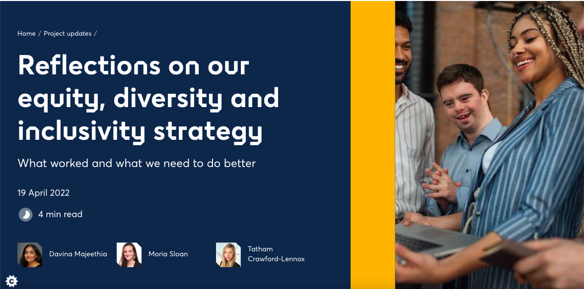 Screenshot of Nesta's blog post: Reflections on our equity, diversity and inclusivity strategy